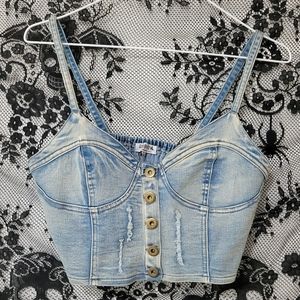 Fashion Nova denim corset top in light wash